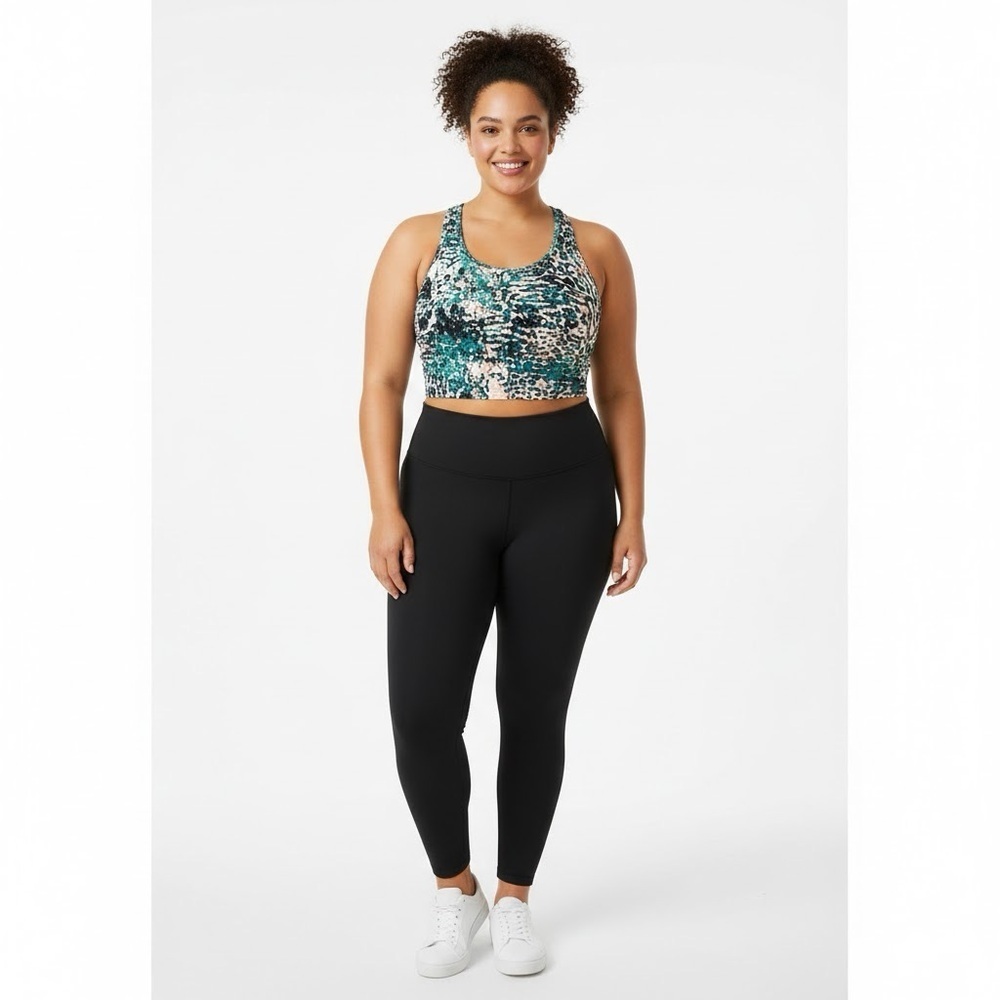 Calvin Klein Women’s Printed Racerback Cropped Tank Top Jungle Trek Tea Large
